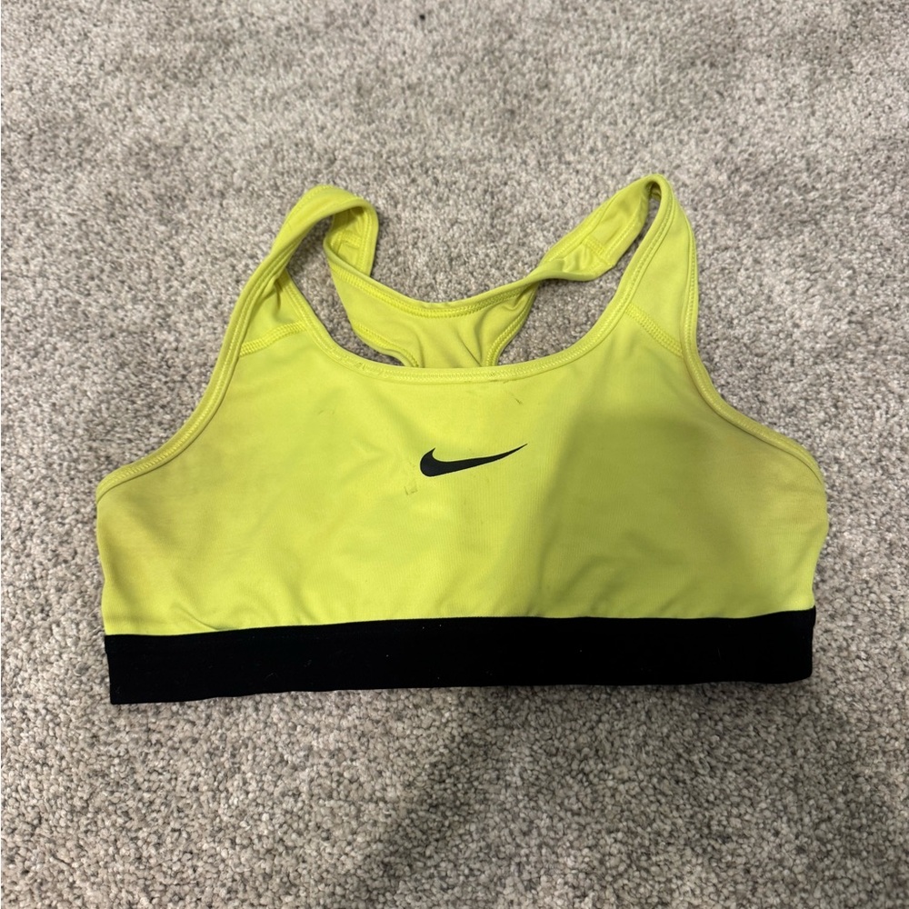Nike Yellow and Black Sports Bra Racerback Design